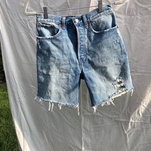 Mid thigh high rise cut off shorts